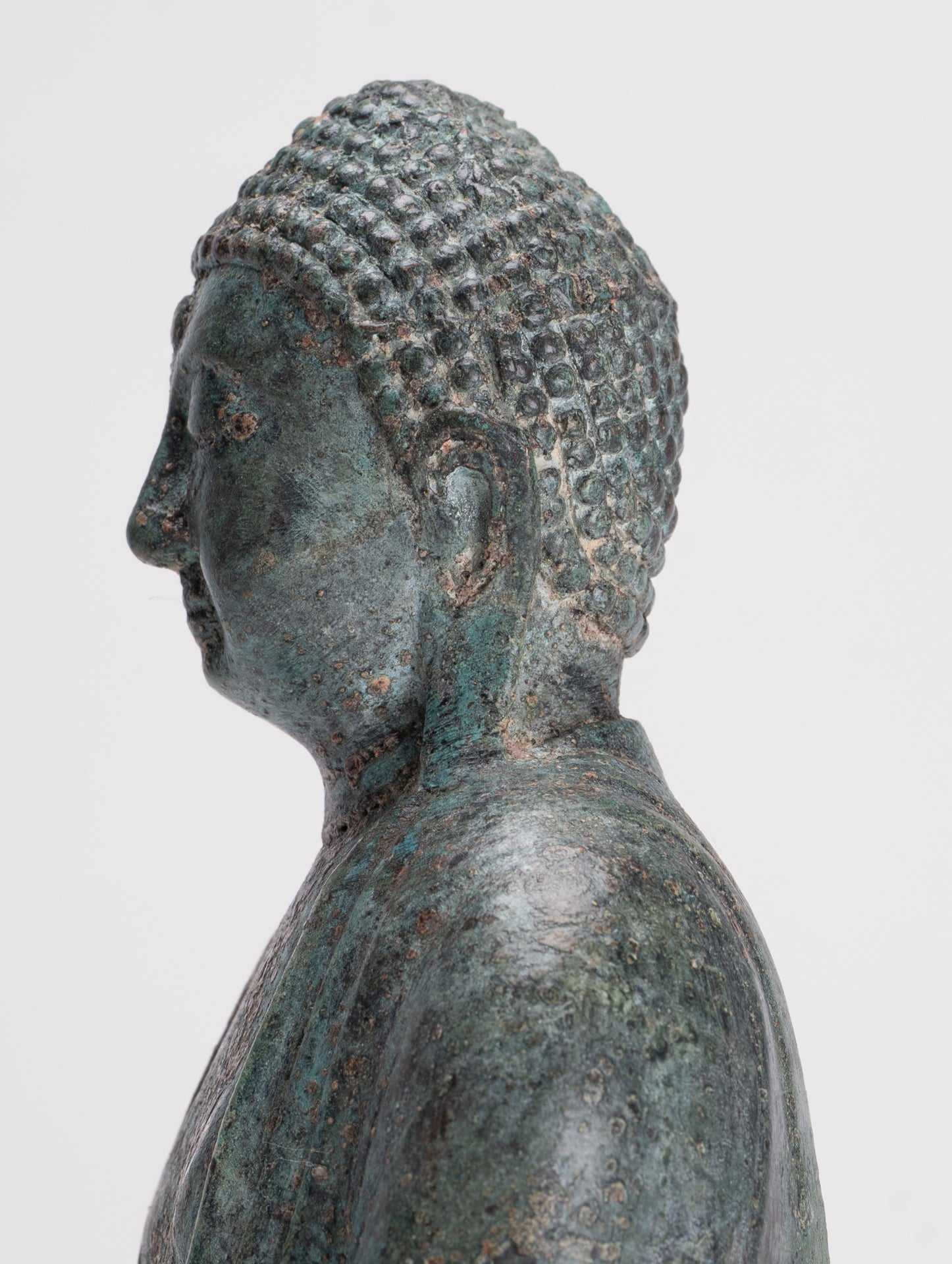 Japanese Buddha - Antique Japanese Style Bronze Seated Meditation Amitabha Buddha Statue - 18cm/7"