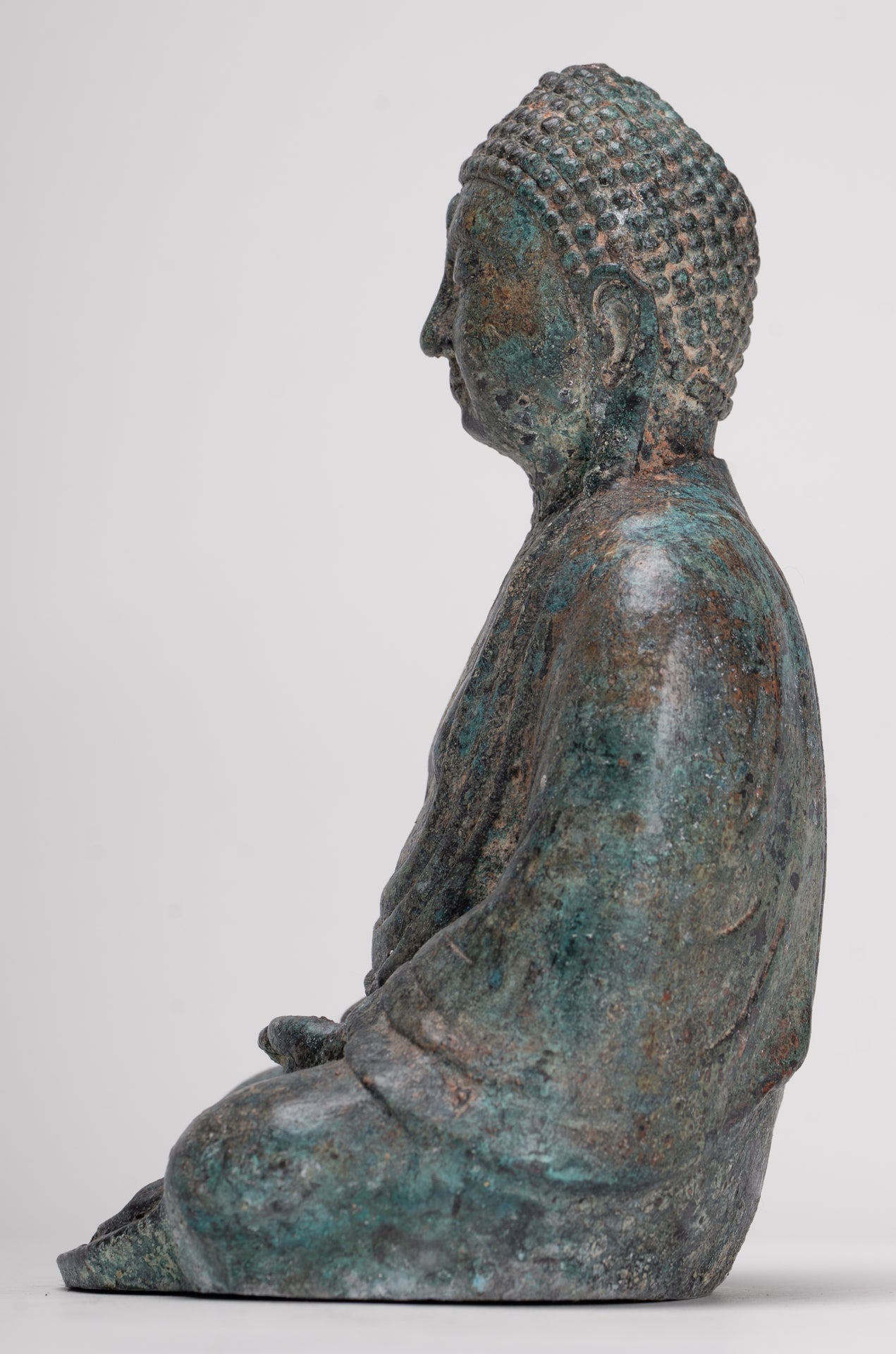 Japanese Buddha - Antique Japanese Style Bronze Seated Meditation Amitabha Buddha Statue - 18cm/7"