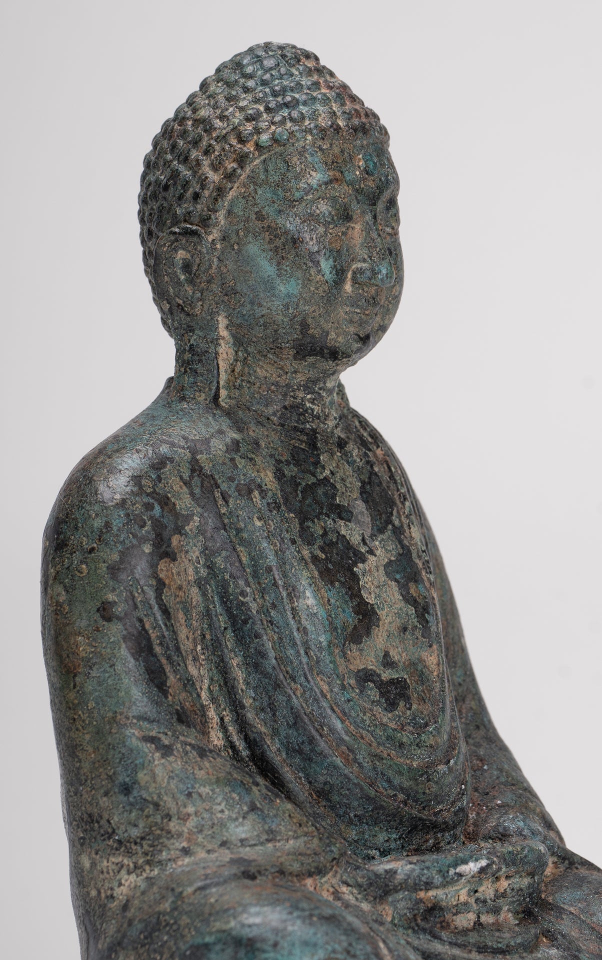 Japanese Buddha - Antique Japanese Style Bronze Seated Meditation Amitabha Buddha Statue - 18cm/7"