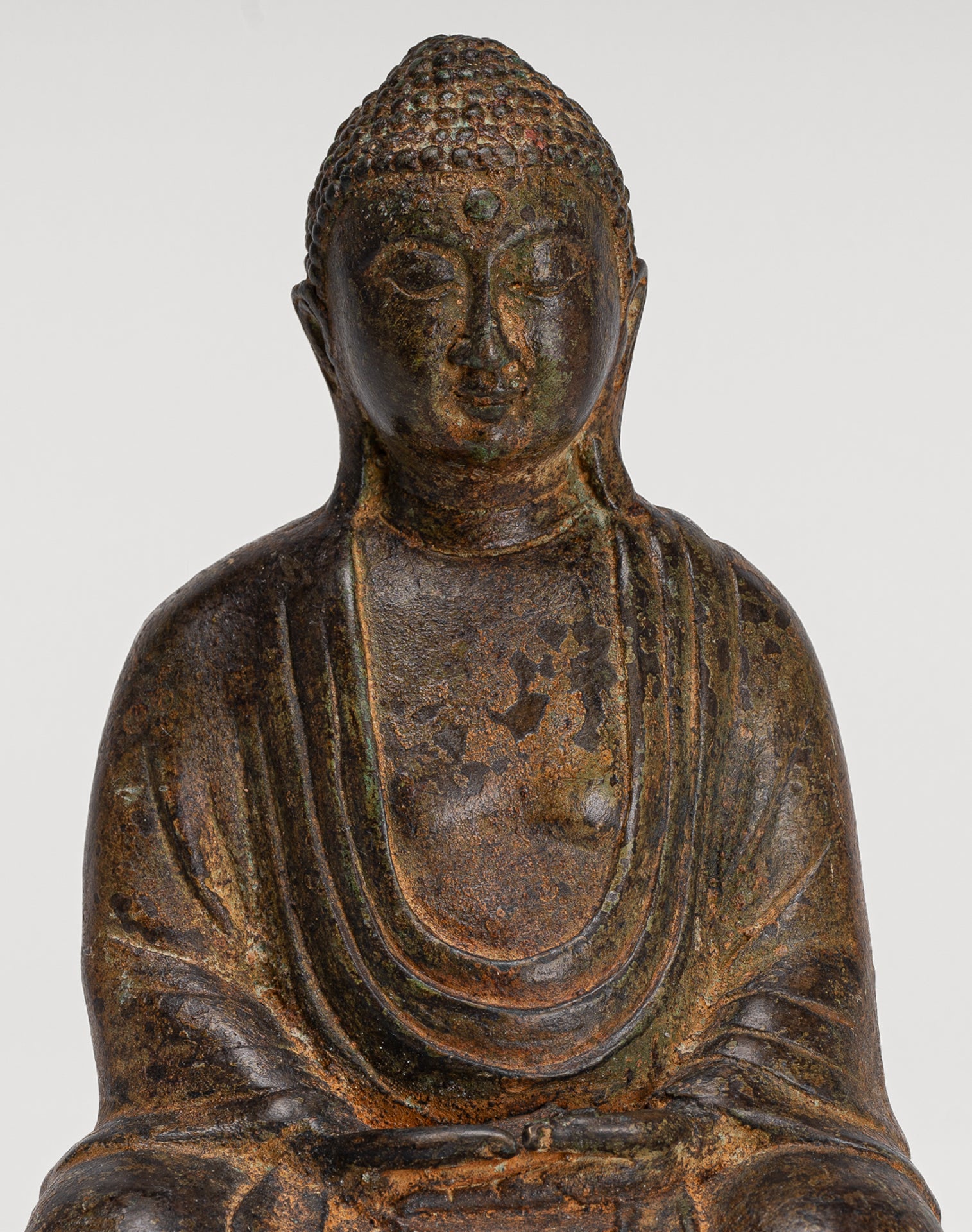 Japanese Buddha - Antique Japanese Style Bronze Seated Meditation Amitabha Buddha Statue - 18cm/7" (Copy)