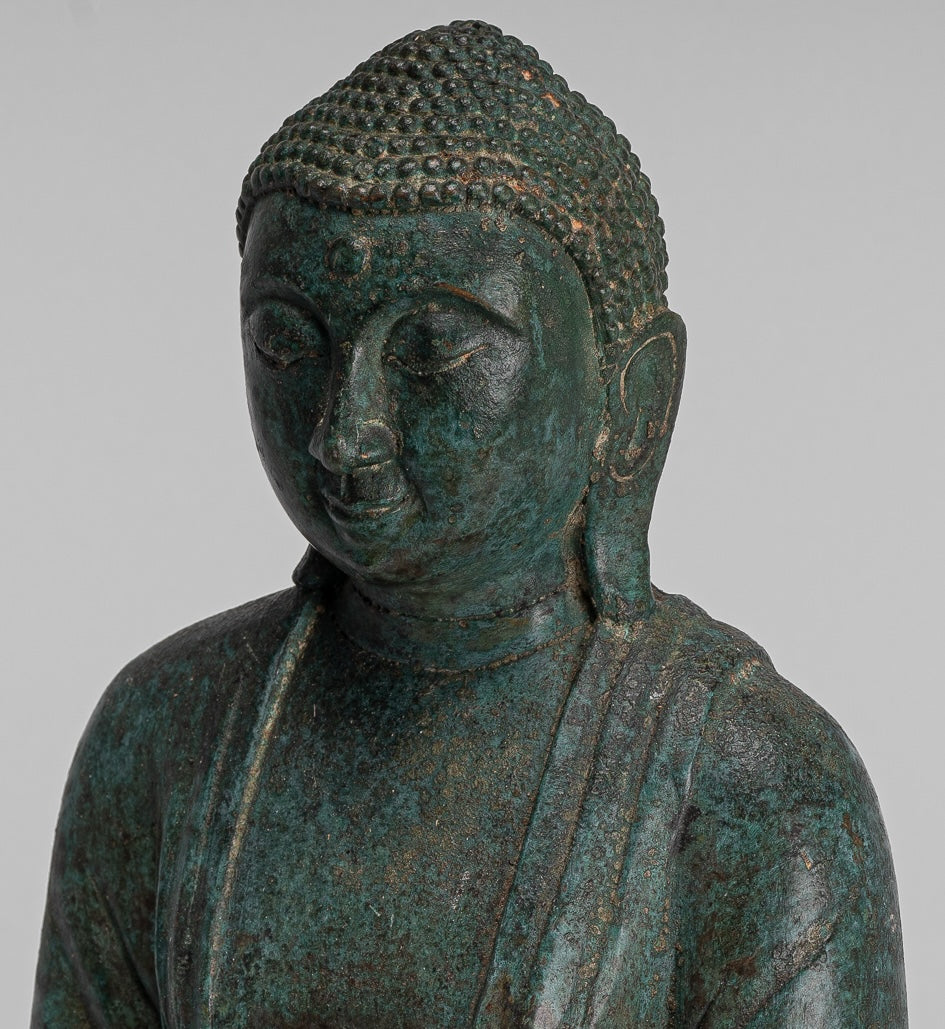 Japanese Buddha - Antique Japanese Style Bronze Seated Meditation Amitabha Buddha Statue - 30cm/12"