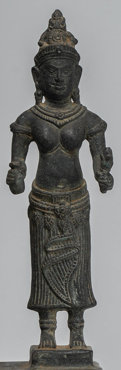 Estatua de Buda - Meditación de estilo de bayón antiguo Buda. Vishnu y Lakshmi- 36cm/14 "