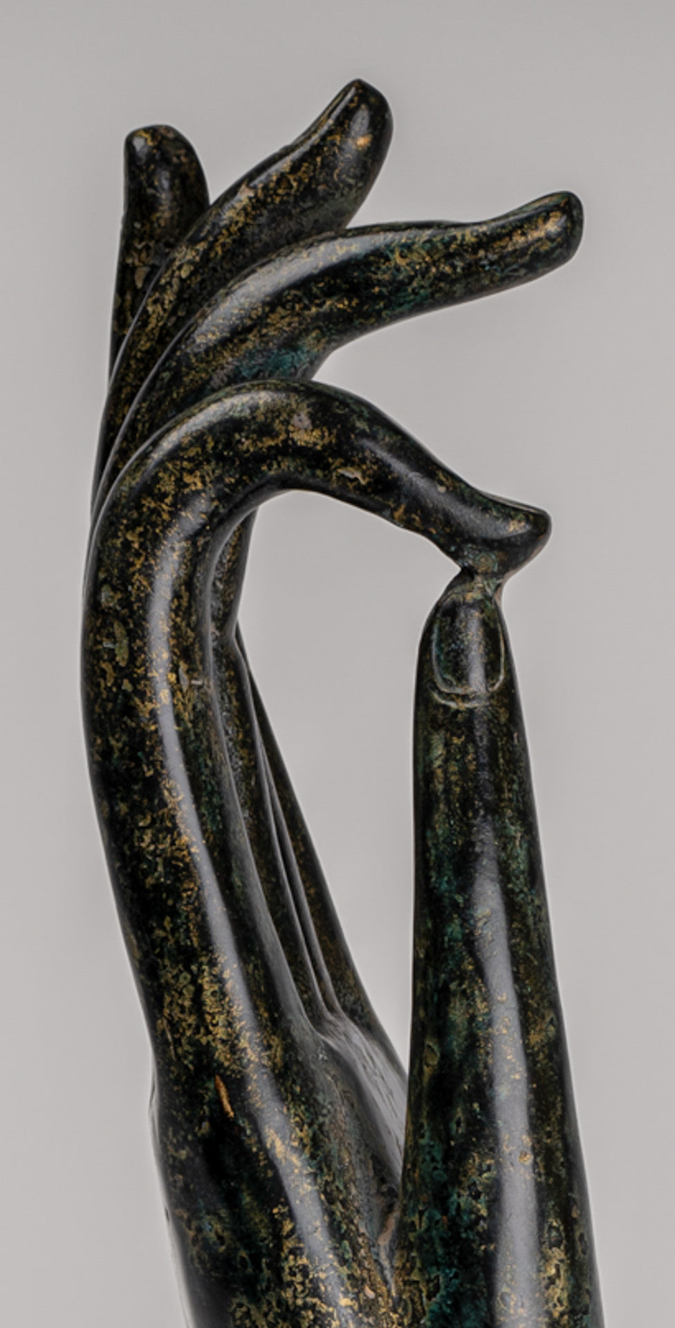 Mounted Antique Khmer Style Southeast Asia Bronze Teaching Hand - 38cm/15"