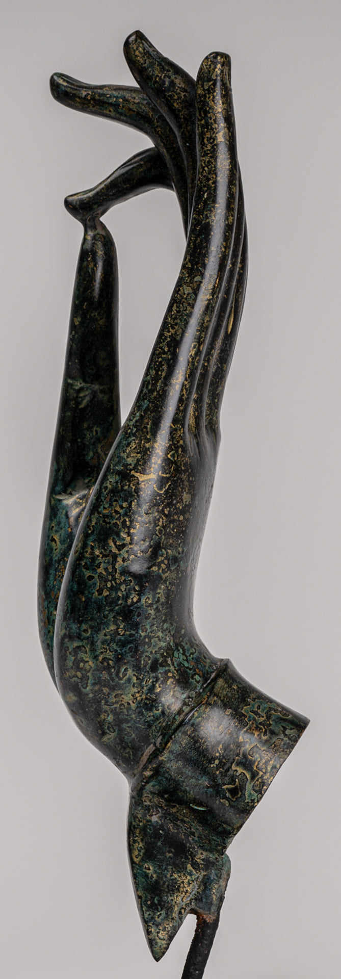 Mounted Antique Khmer Style Southeast Asia Bronze Teaching Hand - 38cm/15"