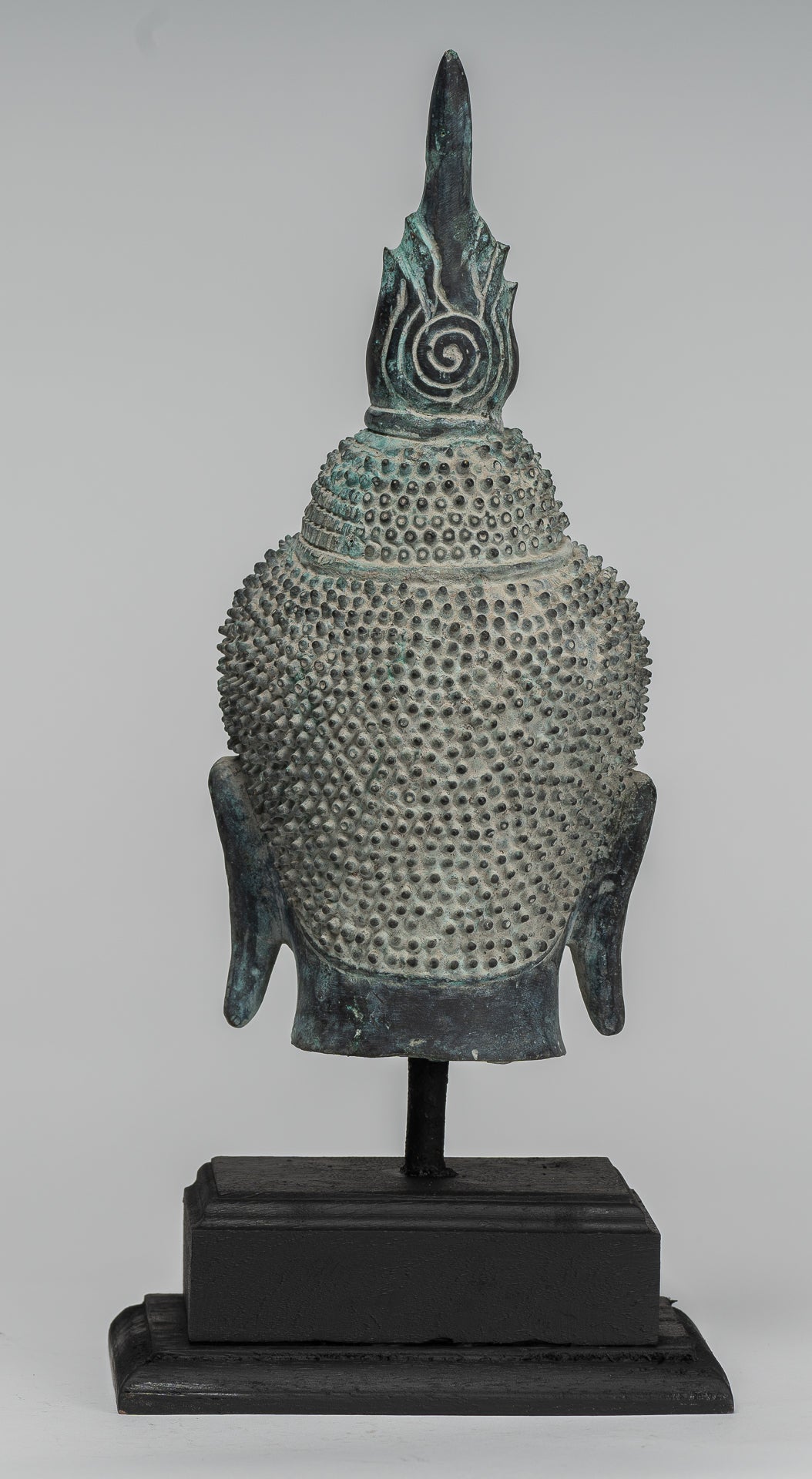 Buddha Statue - Antique Khmer Style Bronze Mounted Buddha Head - 29cm/12"