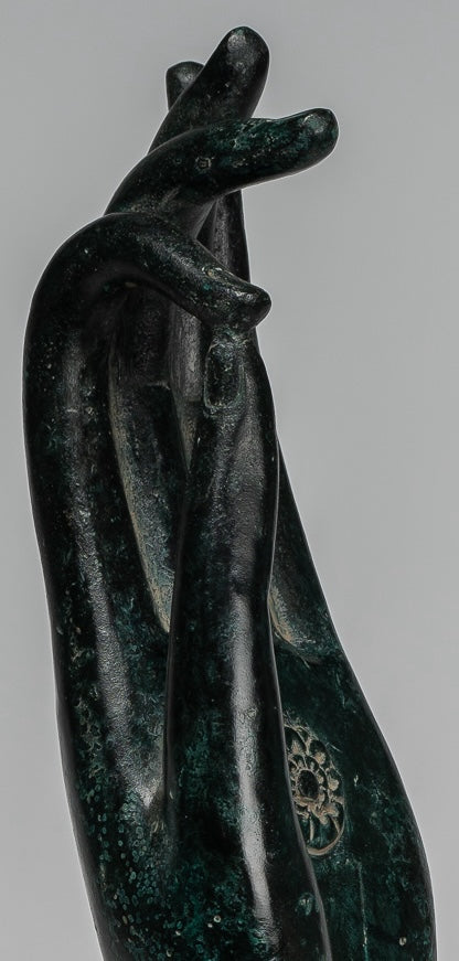 Mounted Antique Khmer Style Southeast Asia Bronze Teaching Hand - 40cm/16"