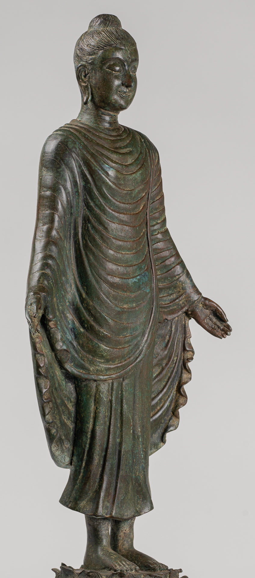 Indian Buddha Statue - Antique Gandhara Style Bronze Standing Buddha Statue - 70cm/28"