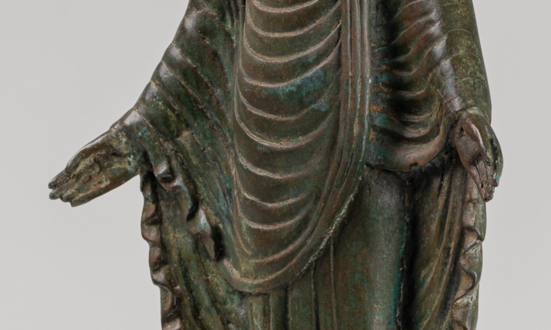 Indian Buddha Statue - Antique Gandhara Style Bronze Standing Buddha Statue - 70cm/28"