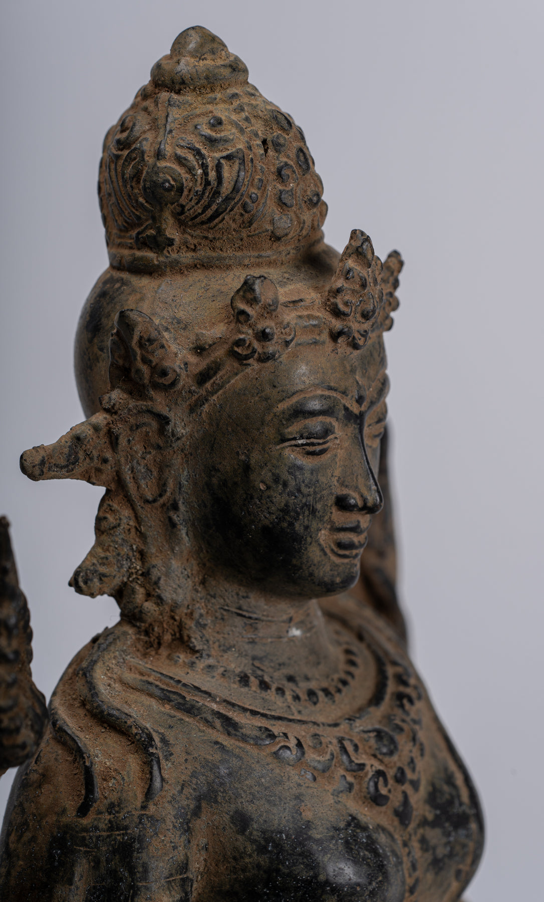 Tara Statue - Antique Java Style Majapahit Seated Bronze Devi Tara Sta ...