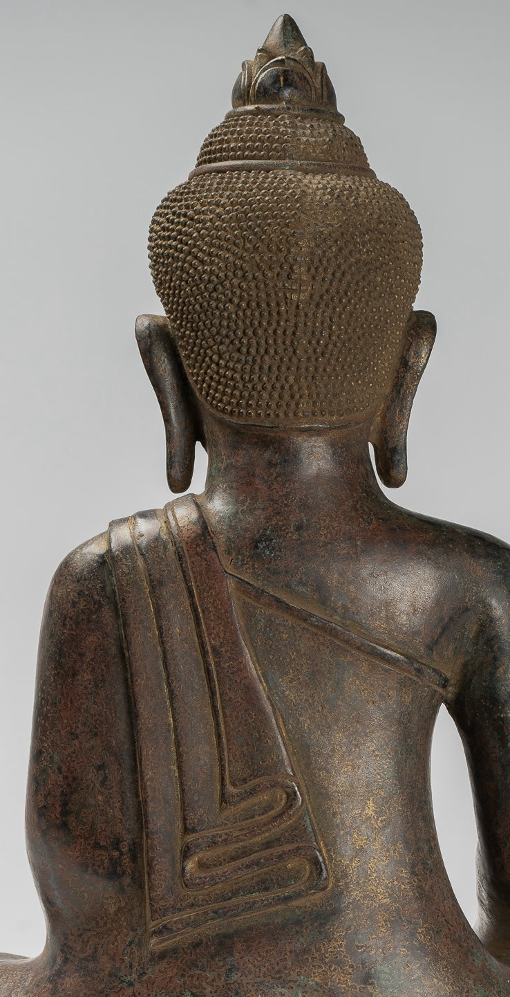 Buddha Statue - Antique Khmer Style Bronze Enlightenment Bayon Buddha Statue - 46cm/18"