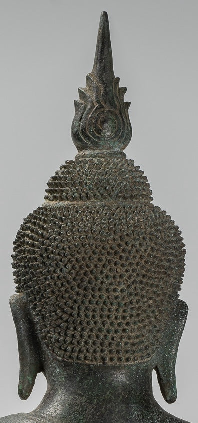 Buddha - Antique Khmer Style Bronze Seated Double Teaching Buddha Statue - 50cm/20"