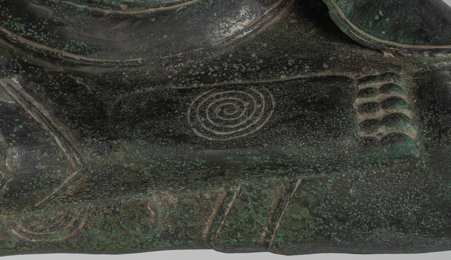 Buddha - Antique Khmer Style Bronze Seated Double Teaching Buddha Statue - 50cm/20"