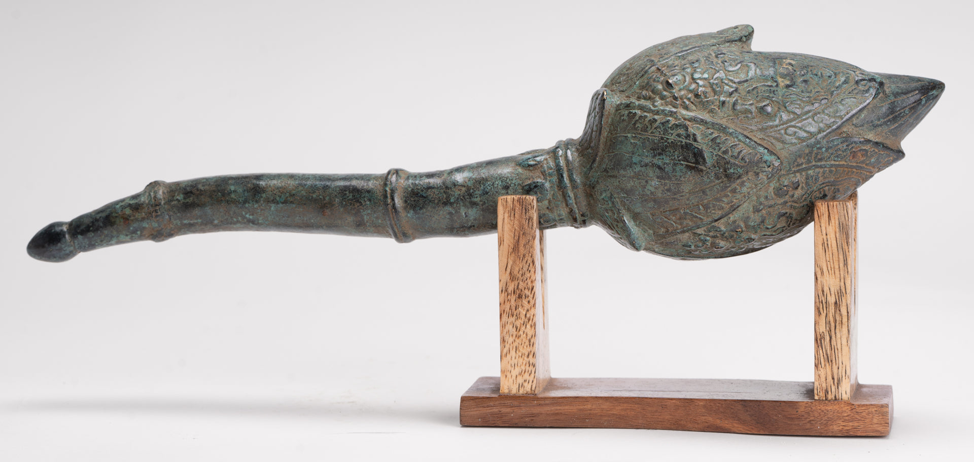 Mounted Antique Thai Style Bronze Lotus Bud - 35cm/14"