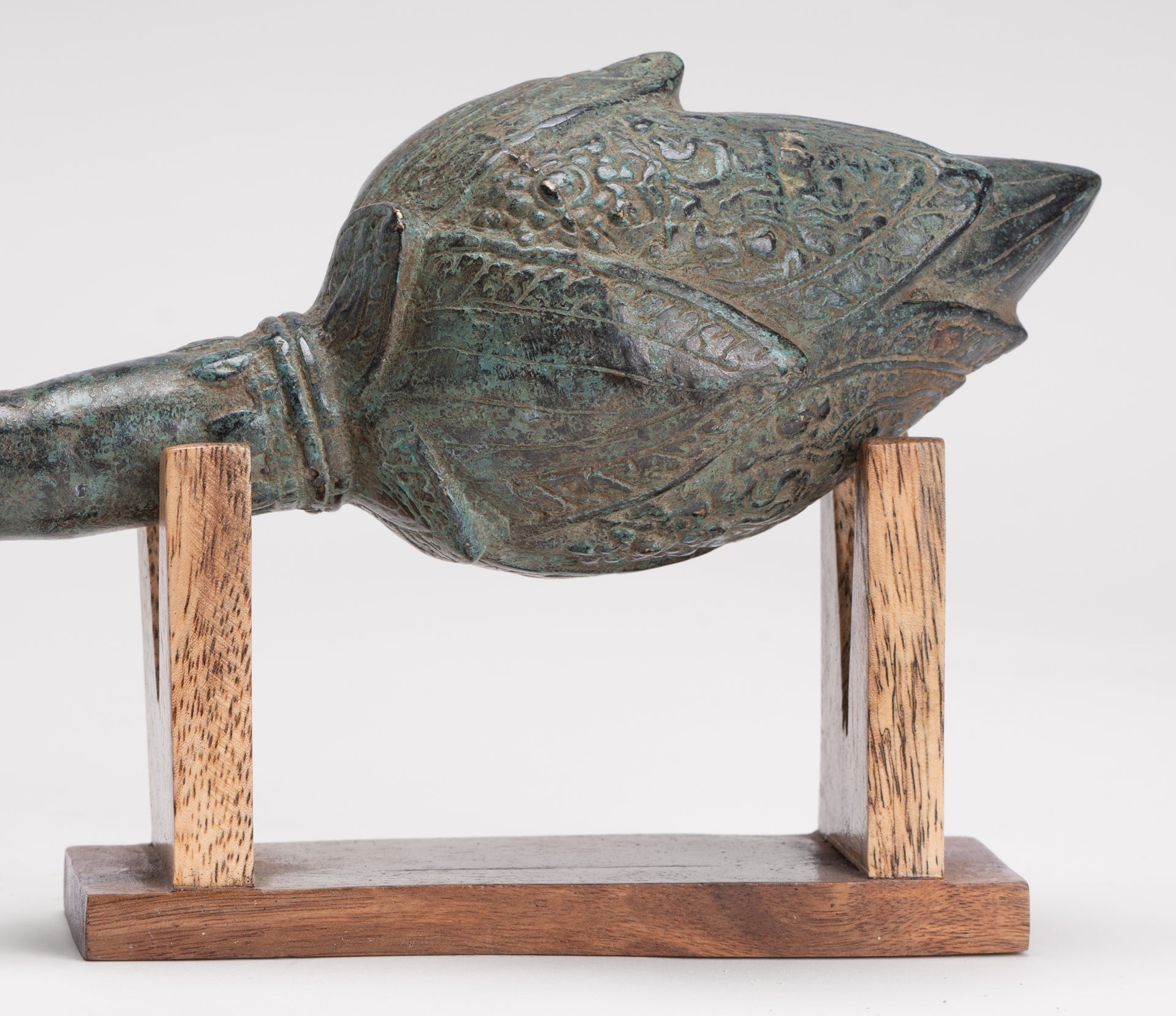 Mounted Antique Thai Style Bronze Lotus Bud - 35cm/14"