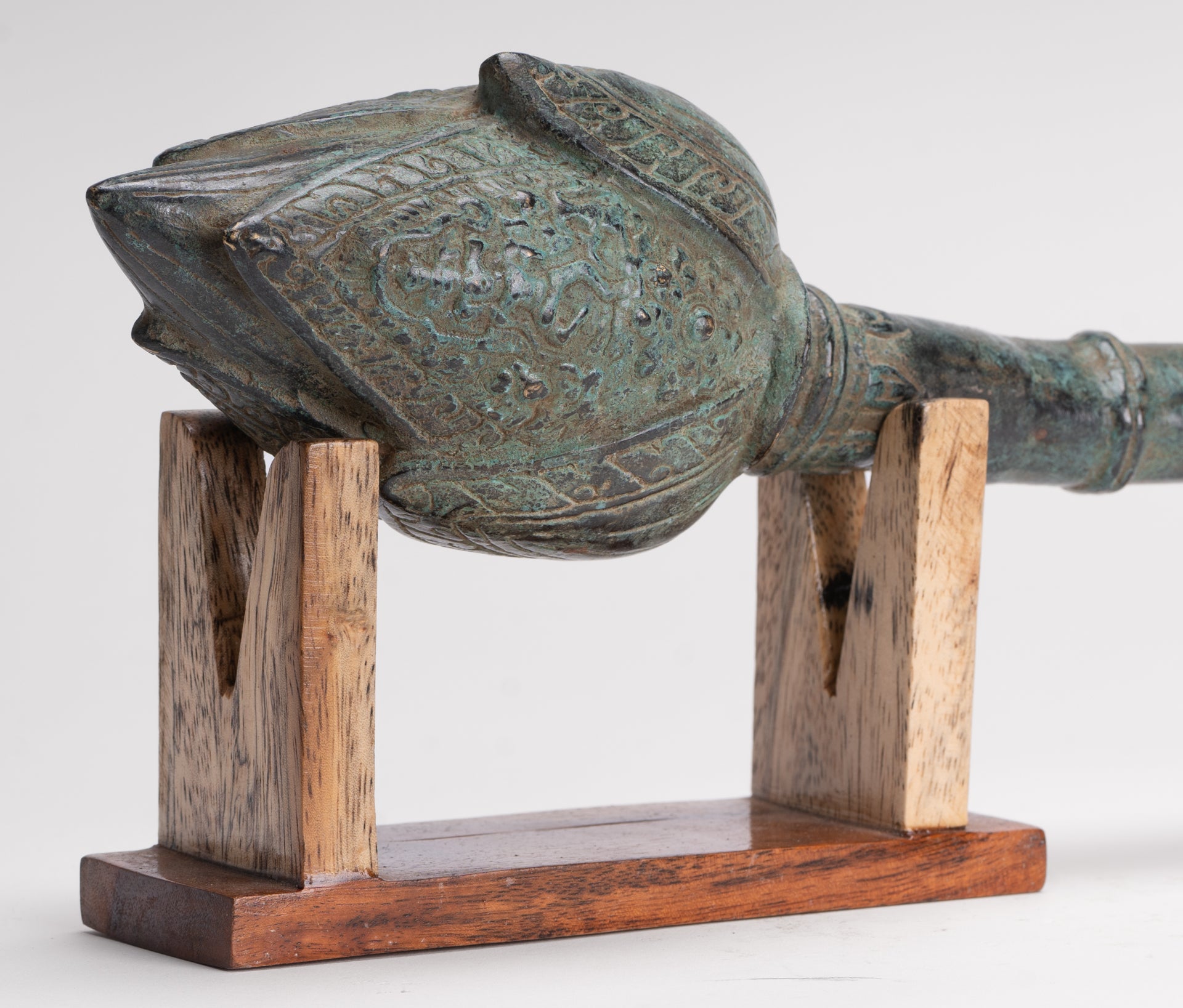 Mounted Antique Thai Style Bronze Lotus Bud - 35cm/14"