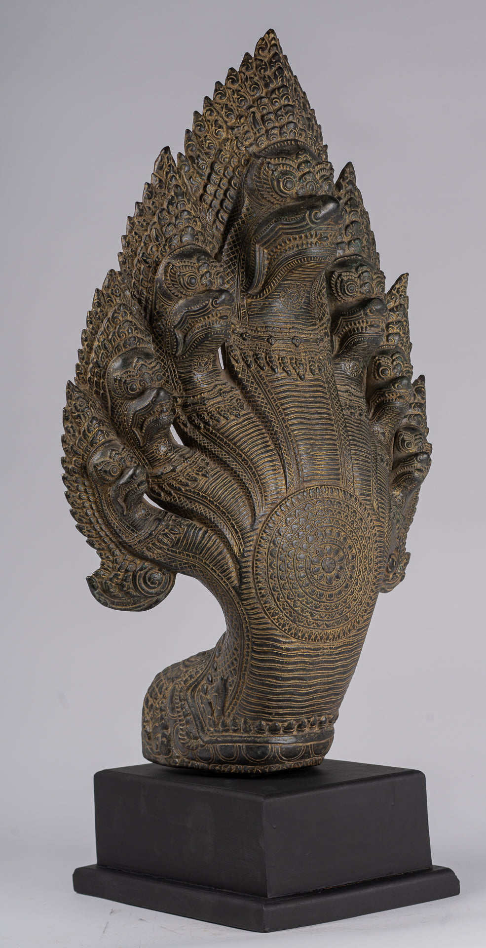Naga Statue - Antique Khmer Style Bronze Protective Naga, Snake or Serpent Statue - 92cm/37"