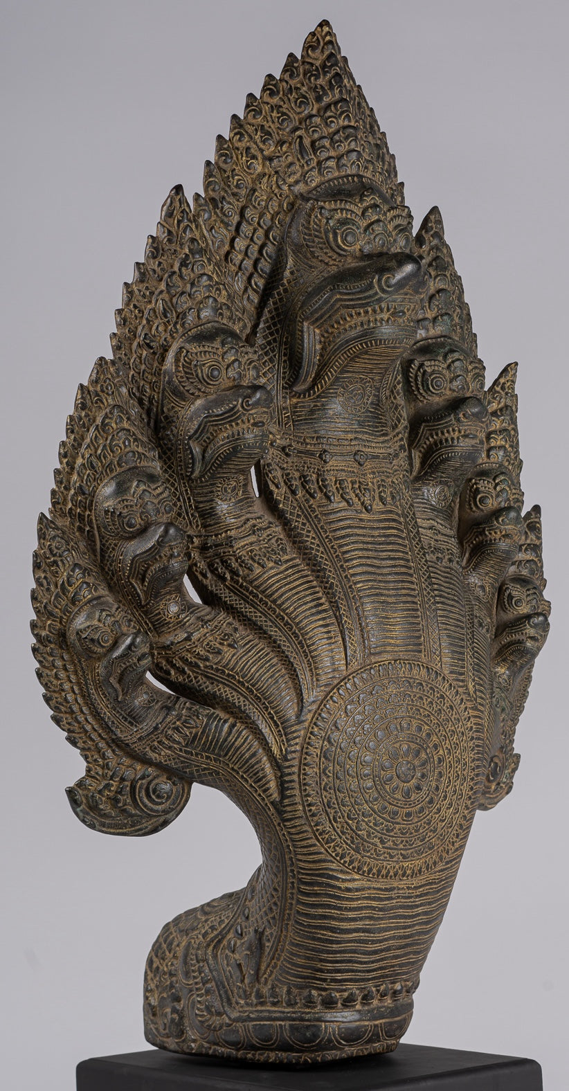 Naga Statue - Antique Khmer Style Bronze Protective Naga, Snake or Serpent Statue - 92cm/37"