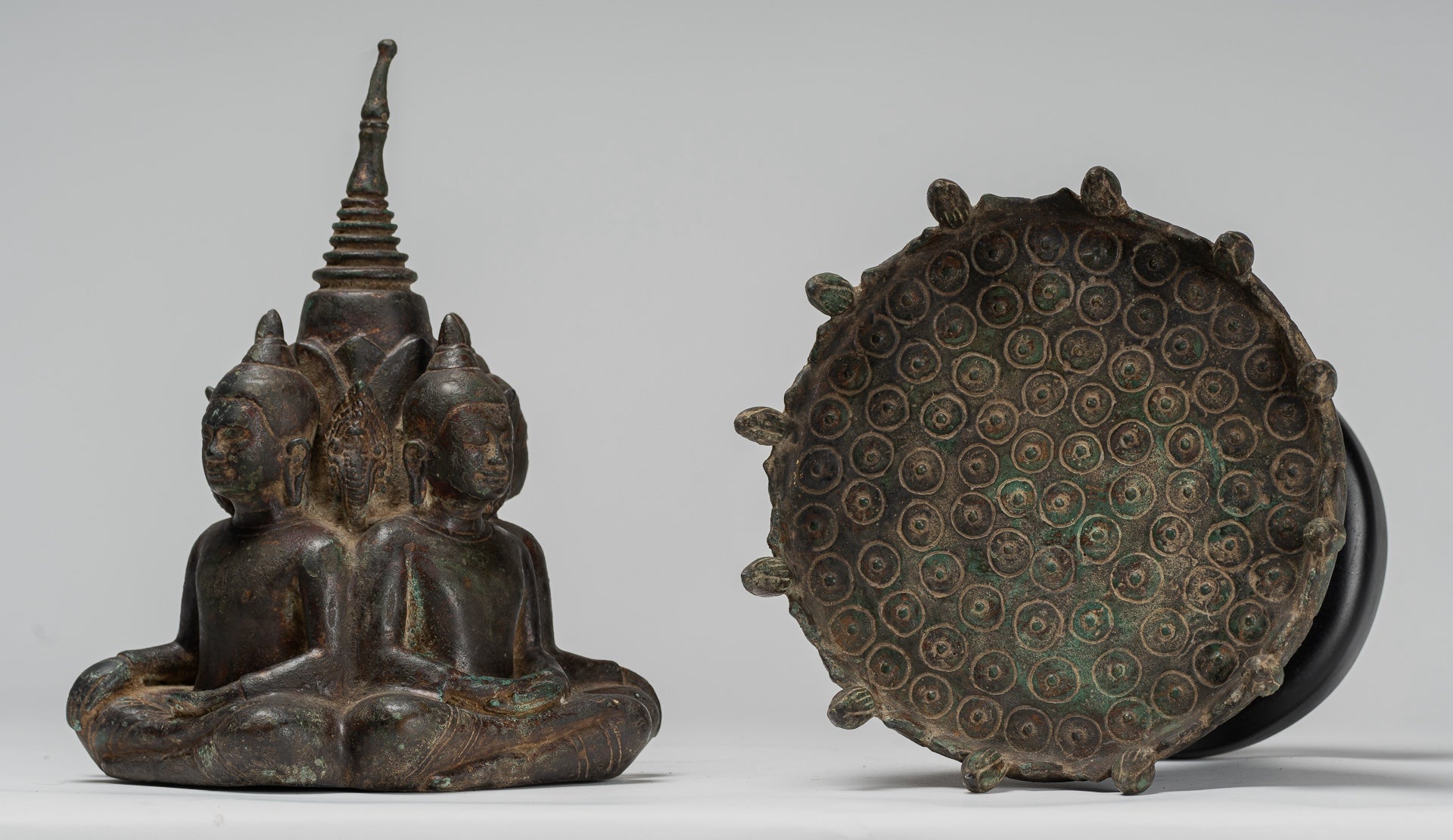 Antique Khmer Style Southeast Asia Bronze Four Way Buddha Statue - 51cm/20"