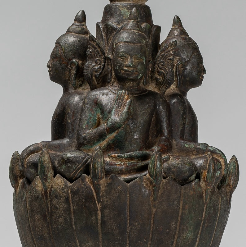 Antique Khmer Style Southeast Asia Bronze Four Way Buddha Statue - 51cm/20"