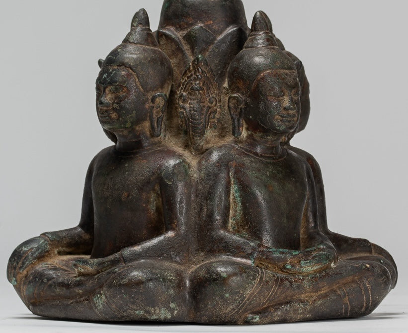 Antique Khmer Style Southeast Asia Bronze Four Way Buddha Statue - 51cm/20"