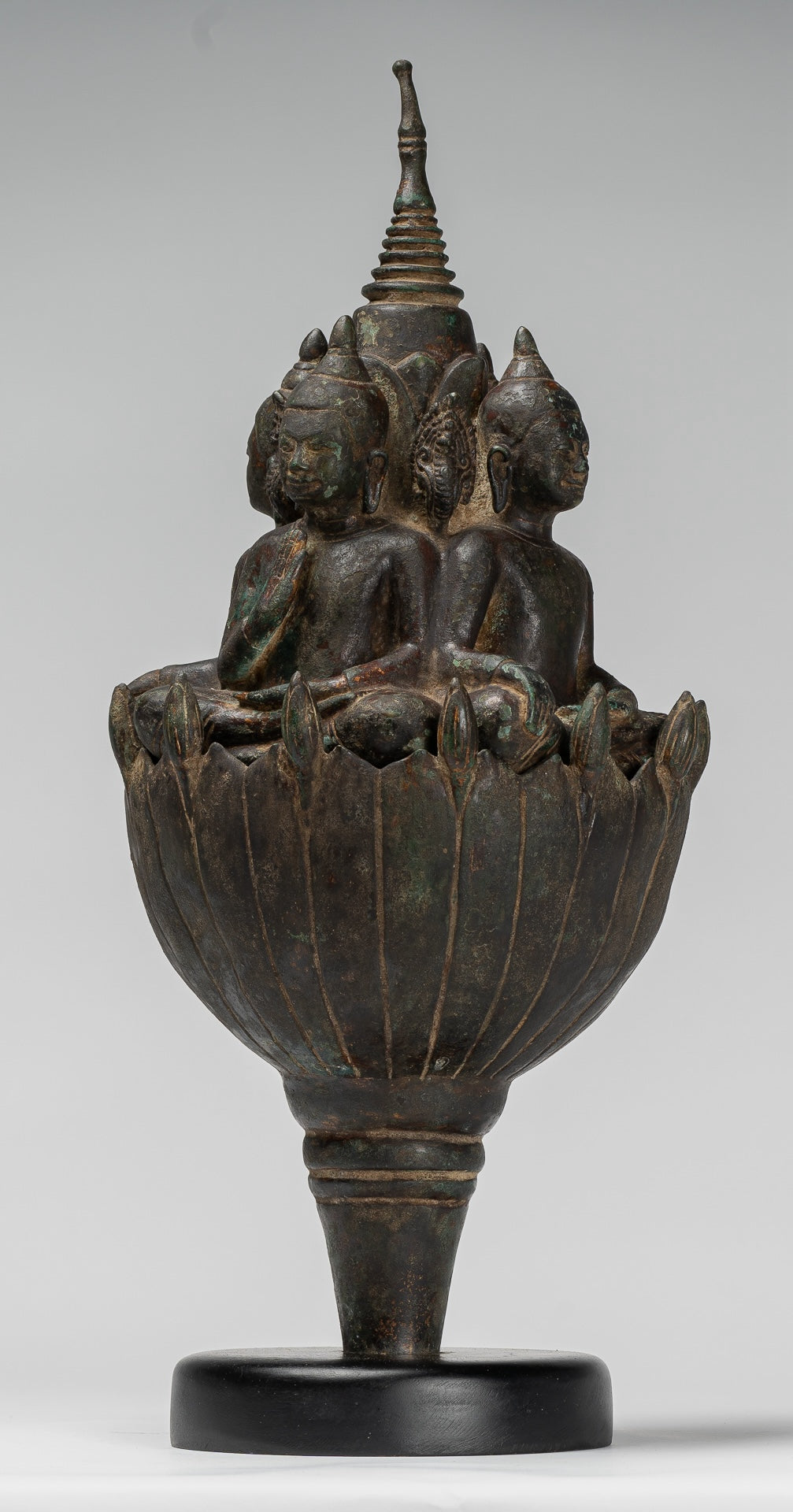 Antique Khmer Style Southeast Asia Bronze Four Way Buddha Statue - 51cm/20"