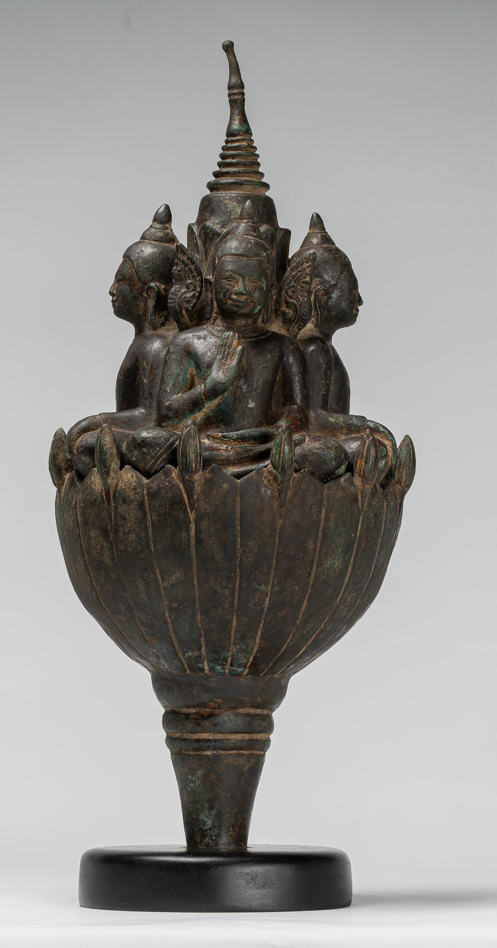 Antique Khmer Style Southeast Asia Bronze Four Way Buddha Statue - 51cm/20"