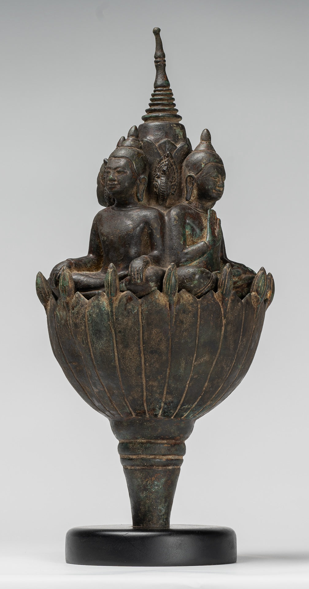 Antique Khmer Style Southeast Asia Bronze Four Way Buddha Statue - 51cm/20"