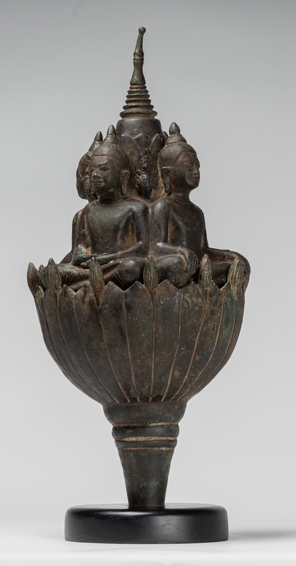 Antique Khmer Style Southeast Asia Bronze Four Way Buddha Statue - 51cm/20"