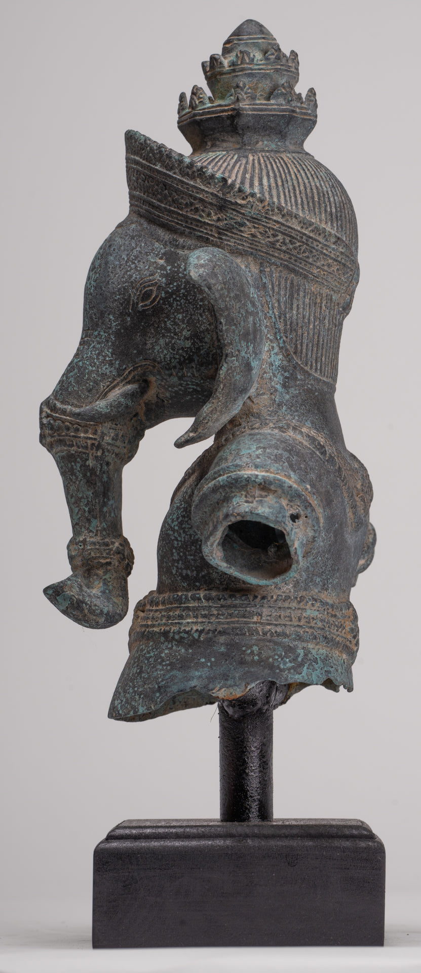 Ganesha Statue - Antique Khmer Style Mounted Bronze Banteay Srei Ganesha Statue - 37cm/15"