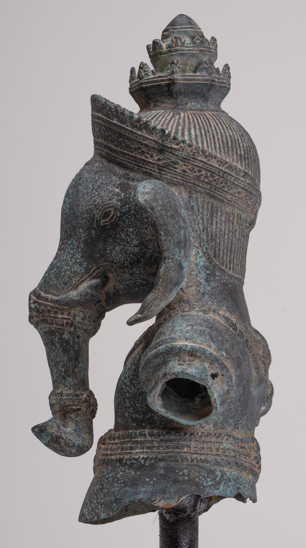 Ganesha Statue - Antique Khmer Style Mounted Bronze Banteay Srei Ganesha Statue - 37cm/15"