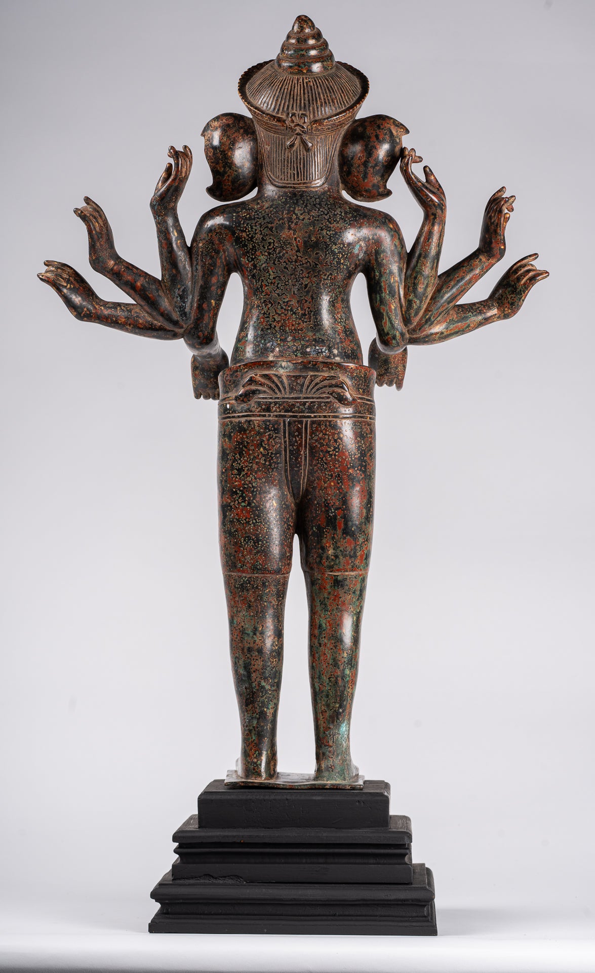 Ganesha Statue - Antique Khmer Style Mounted Standing Bronze Angkor Wat Ganesha Statue - 87cm/35"