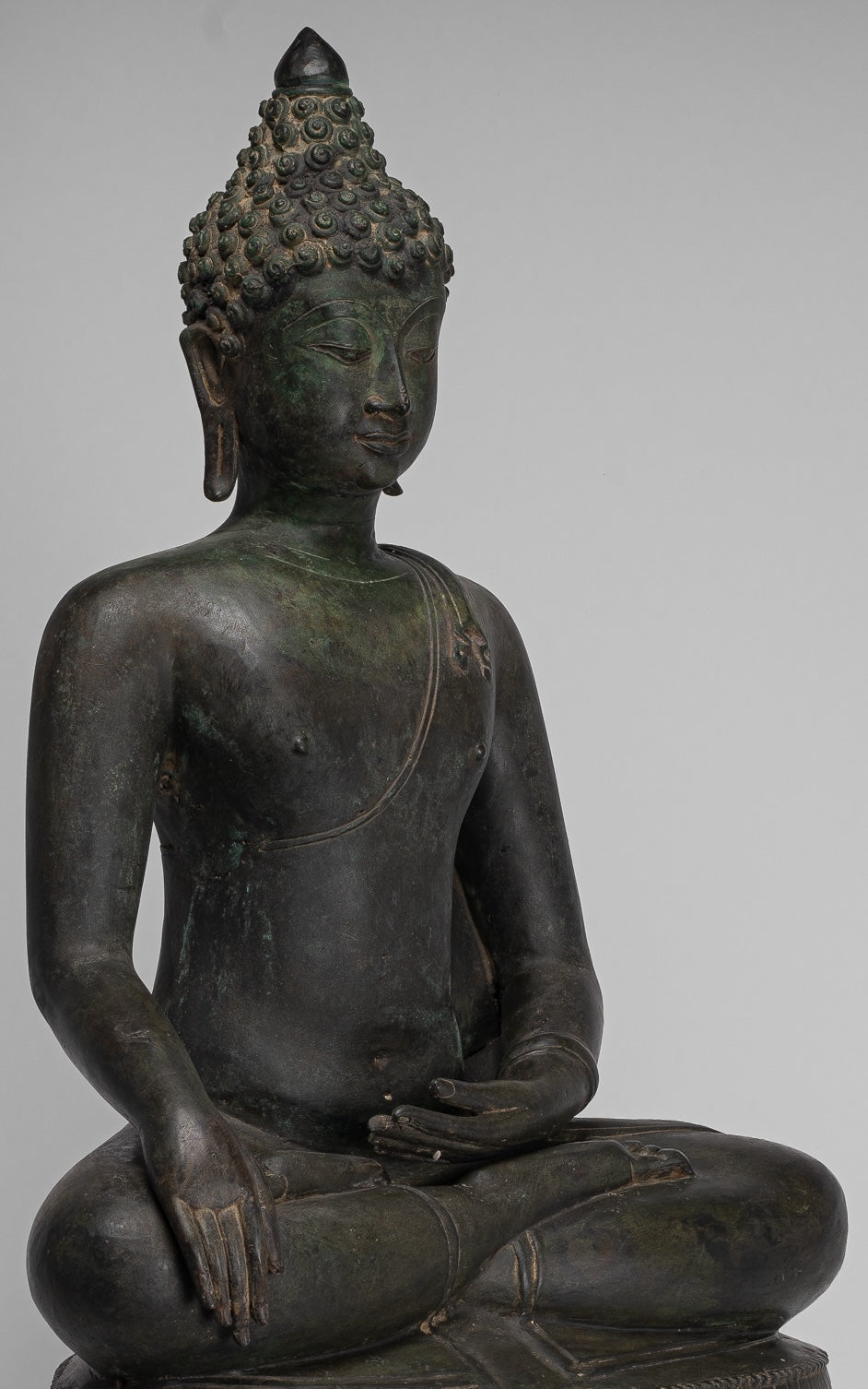 Large Buddha Statue - Antique Thai Style Bronze Chiang Saen Enlightenment Buddha Statue - 80cm/32"