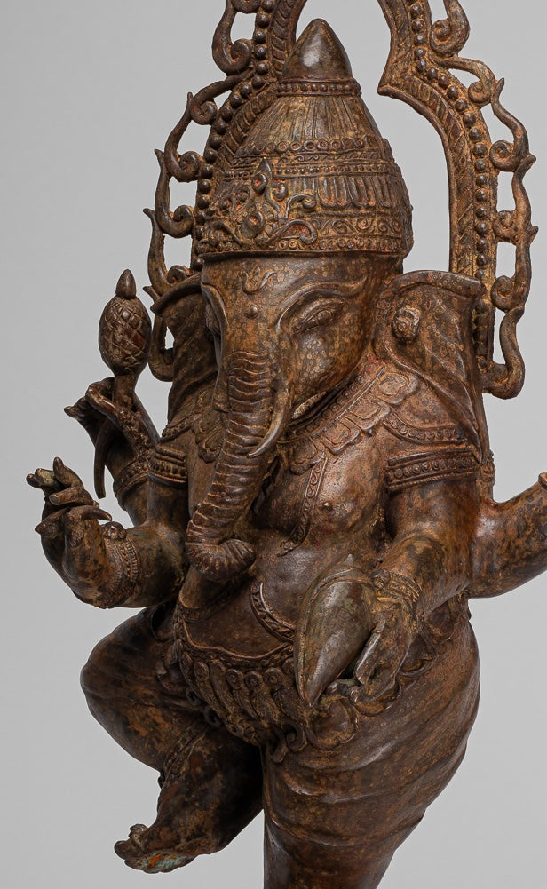 Large Ganesha Statue - Antique Thai Style Bronze Dancing Ganesh Statue - 85cm/34"