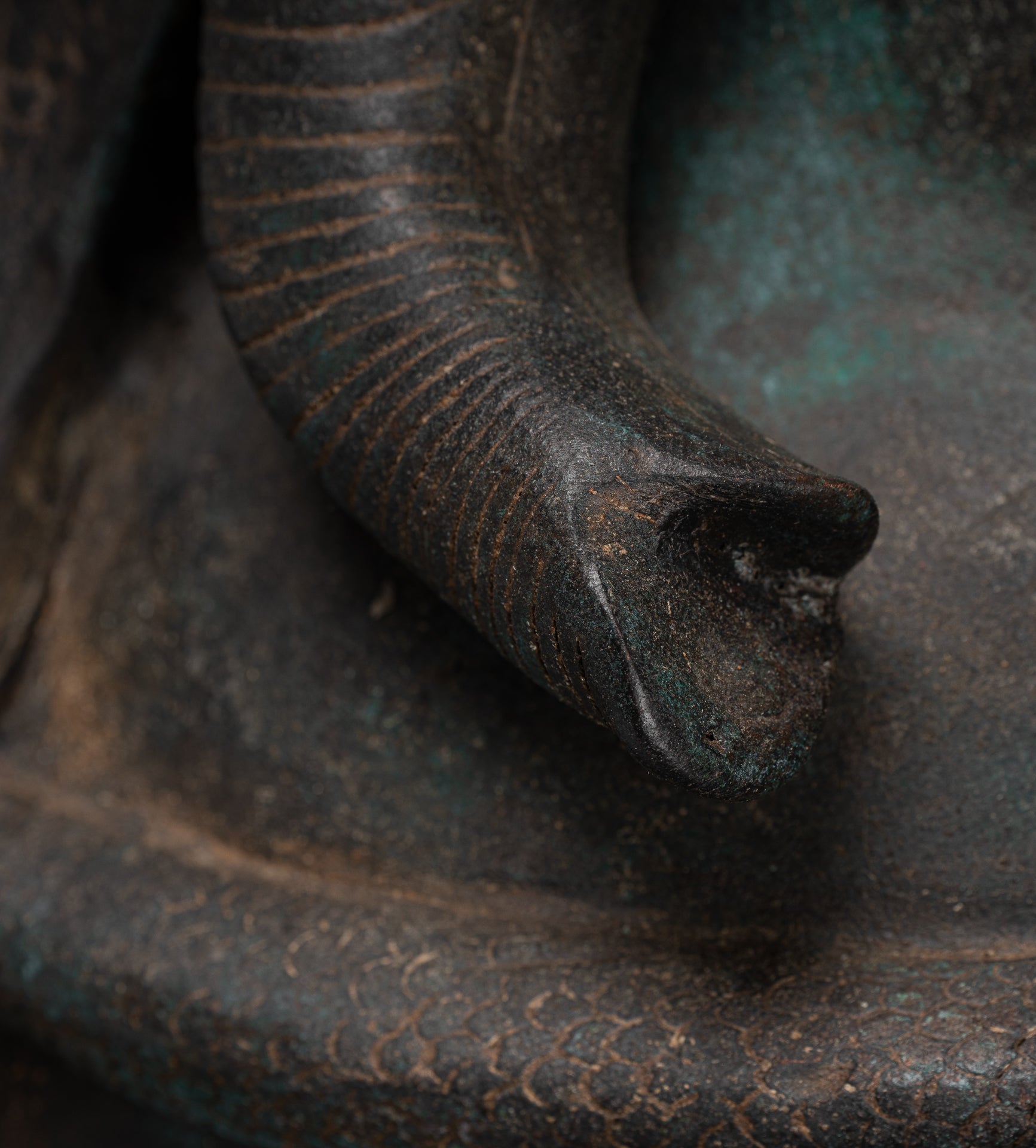 Ganesha Statue - Antique Thai Style Bronze Seated 4-Arm Ganesha Statue - 85cm/34"