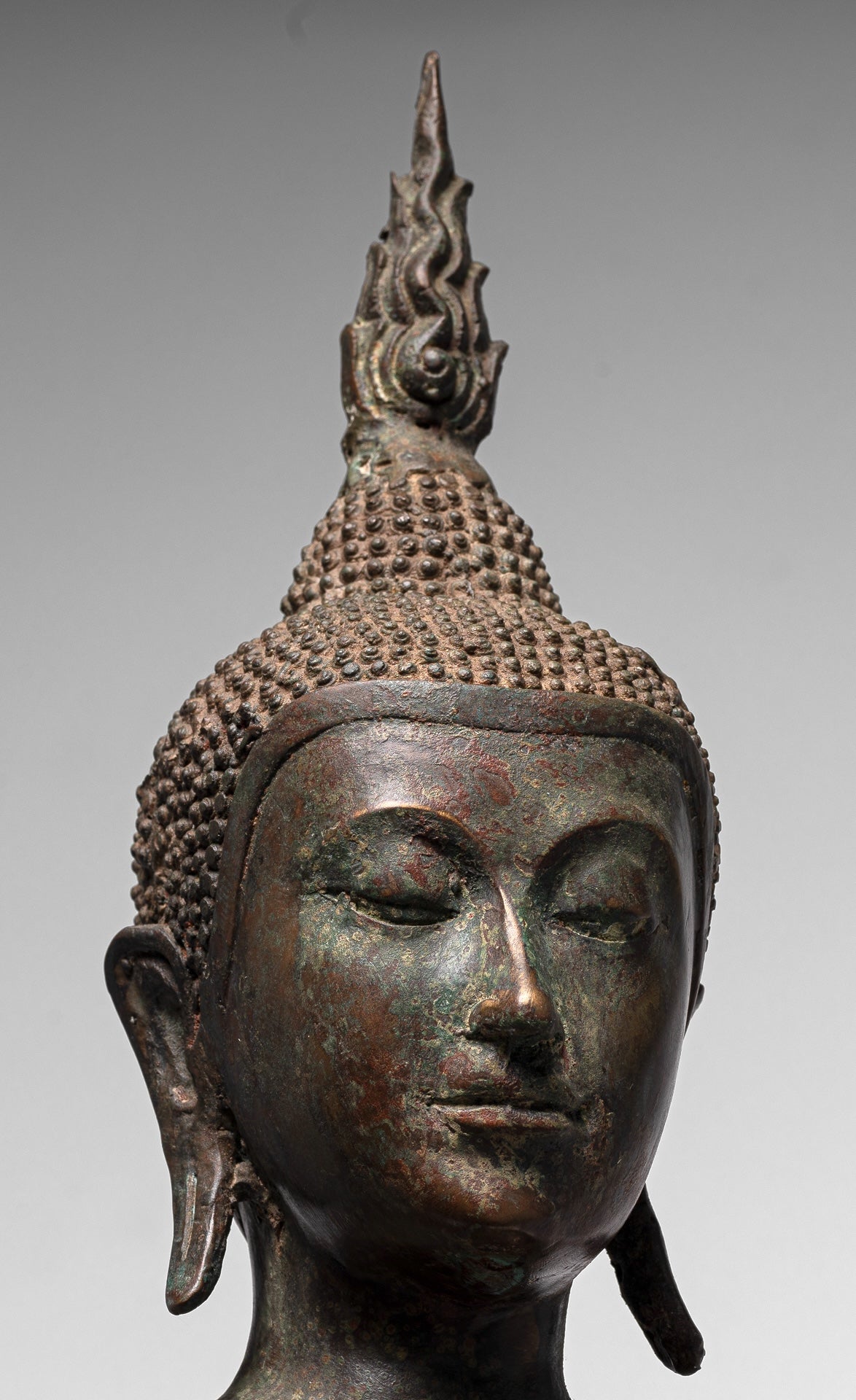 Buddha Statue - Antique U Thong Style Bronze Enlightenment Buddha Statue - 88cm/35"