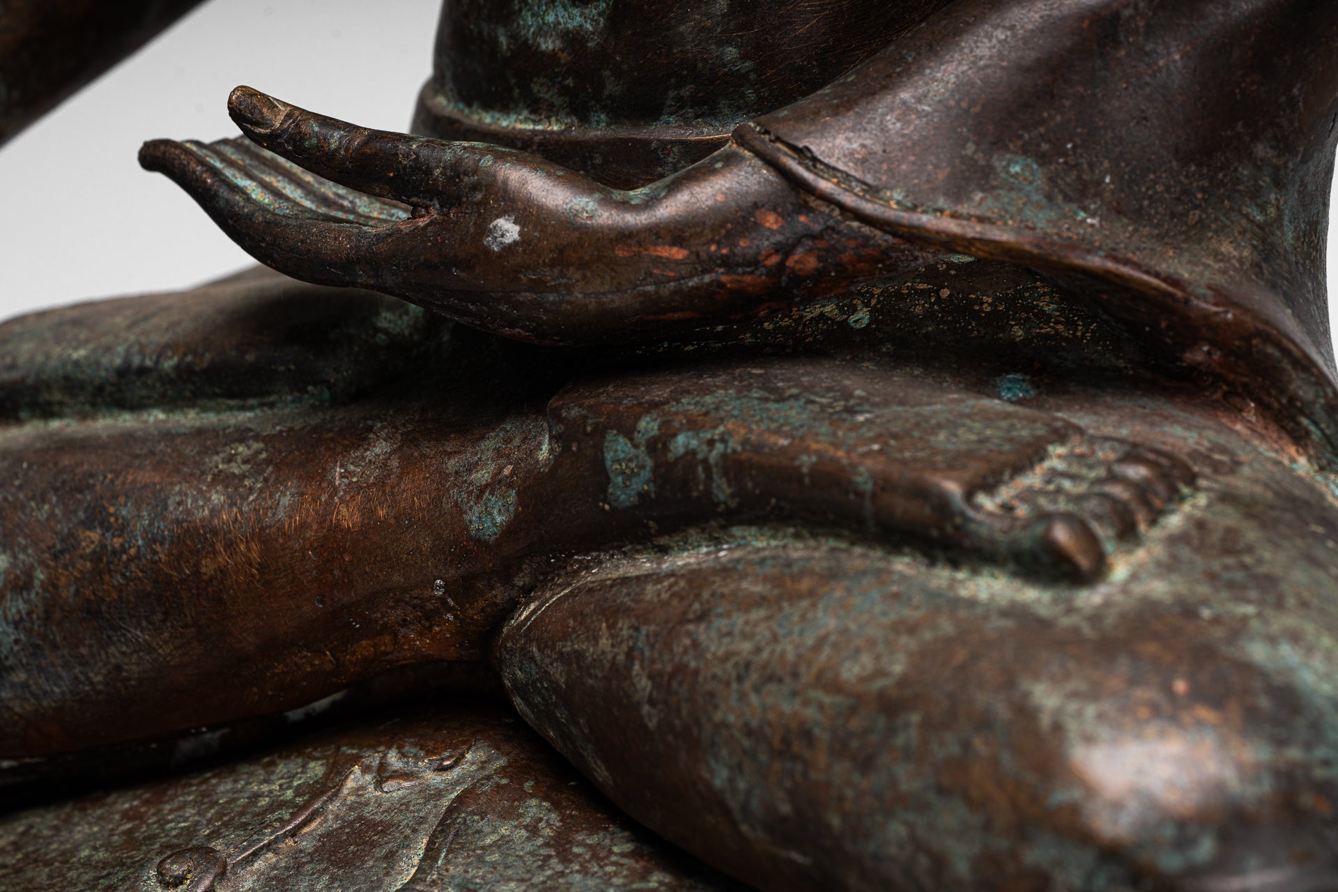 Large Buddha Statue - Antique Thai Style Chiang Rung Seated Enlightenment Buddha Statue - 101cm/40"