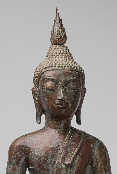 Large Buddha Statue - Antique Thai Style Chiang Rung Seated Enlightenment Buddha Statue - 101cm/40"