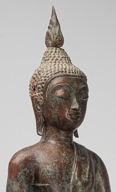 Large Buddha Statue - Antique Thai Style Chiang Rung Seated Enlightenment Buddha Statue - 101cm/40"