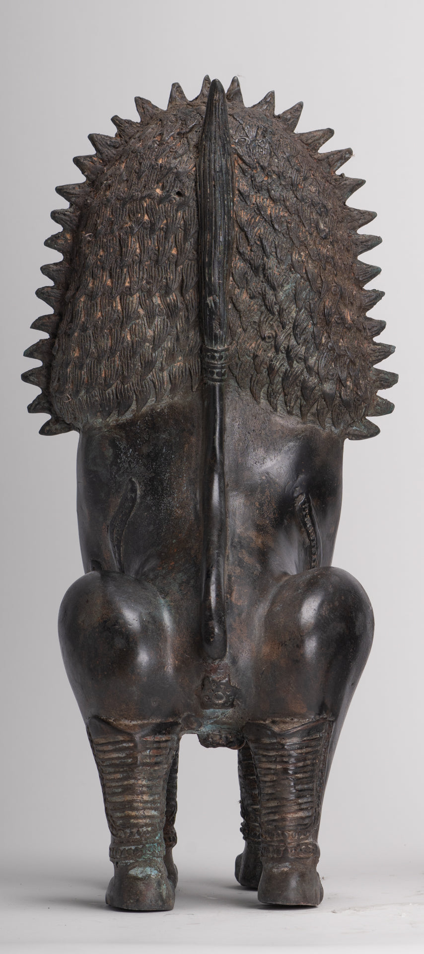 Temple Lion - Antique Thai Style Bronze Standing Singha Temple Guardians or Lions - 41cm/16" (Pair)