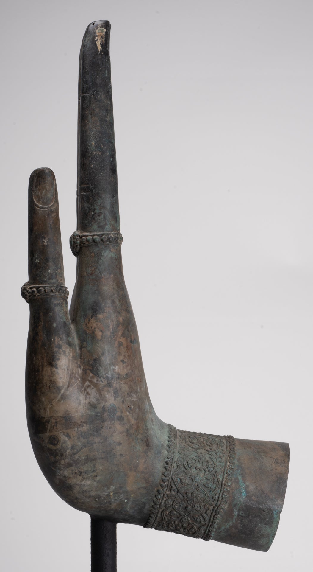 Large Hand - Mounted Antique Thai Style Southeast Asia Bronze Thai Protection Hand - 77cm/31"