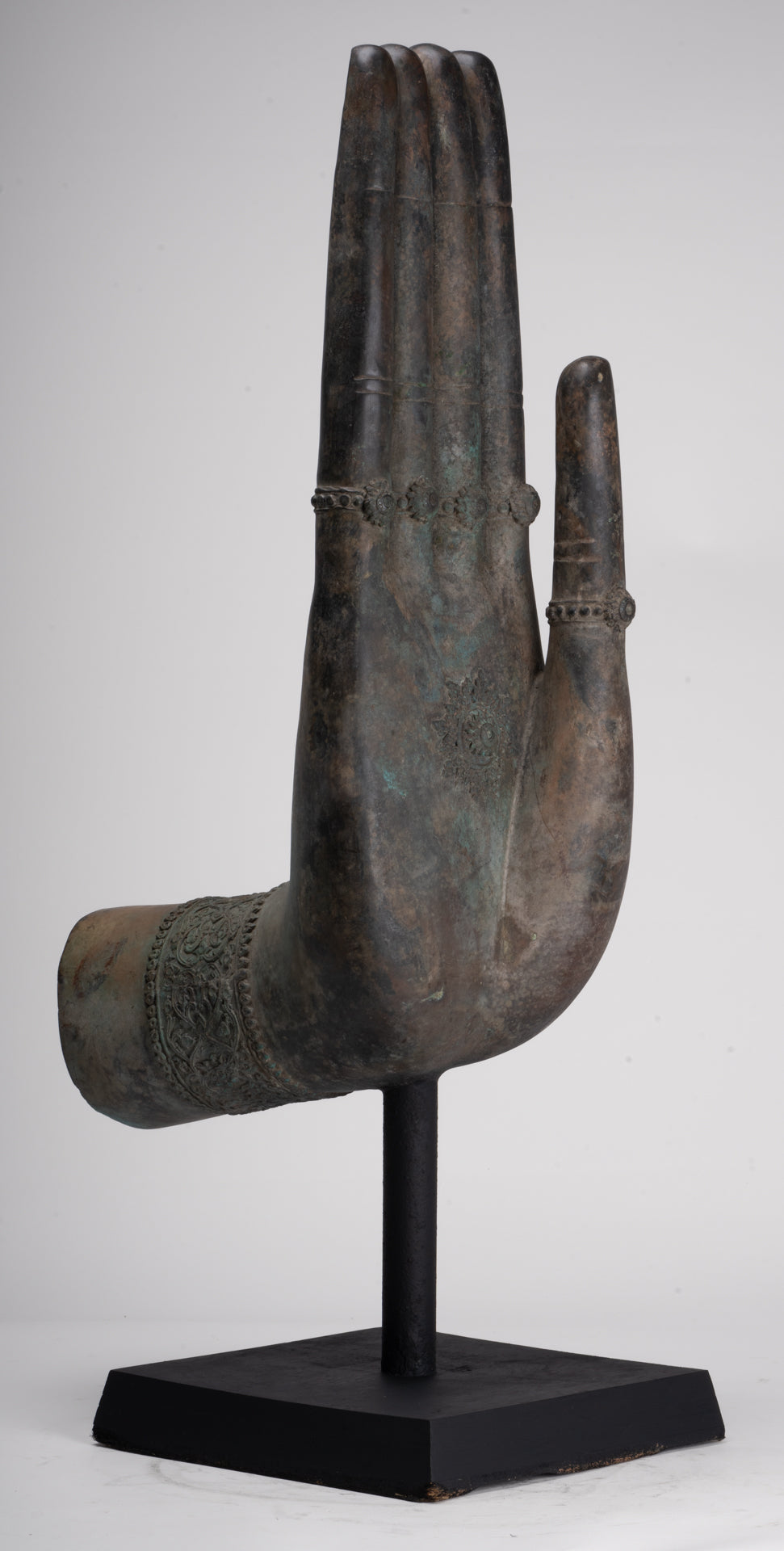 Large Hand - Mounted Antique Thai Style Southeast Asia Bronze Thai Protection Hand - 77cm/31"