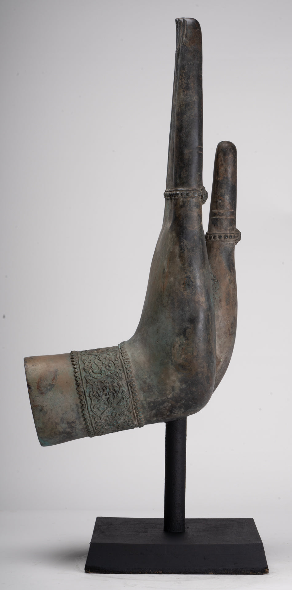 Large Hand - Mounted Antique Thai Style Southeast Asia Bronze Thai Protection Hand - 77cm/31"
