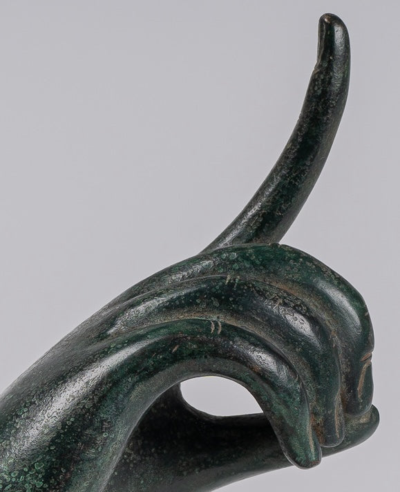 Mounted Antique Khmer Style Bronze Apsara Suchi Mudra Hand - 30cm/12"