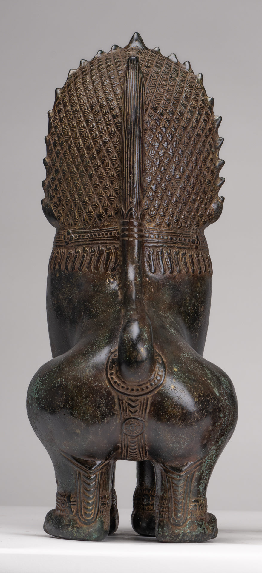 Temple Lions - Antique Khmer Style Bronze Standing Temple Guardians or Lions - 39cm/16"