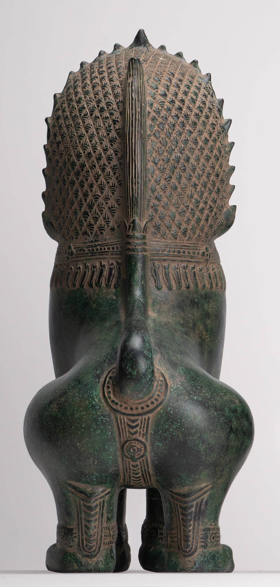 Temple Lions - Antique Khmer Style Bronze Standing Temple Guardians or Lions - 39cm/16"