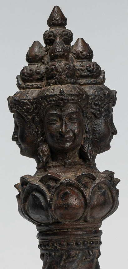 Vajrapāṇi Statue - Antique Khmer Style Vajra or Thunderbolt Vajrapāṇi Statue - 28cm/11"