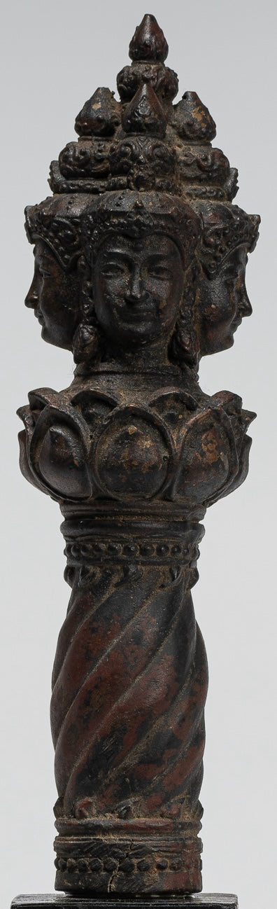 Vajrapāṇi Statue - Antique Khmer Style Vajra or Thunderbolt Vajrapāṇi Statue - 28cm/11"