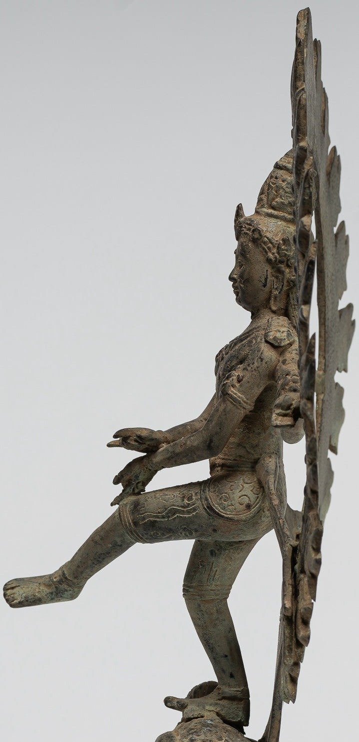 Shiva Statue - Antique Javanese Style Bronze Dancing Shiva statue as Lord Nataraja - 29cm(12") Tall