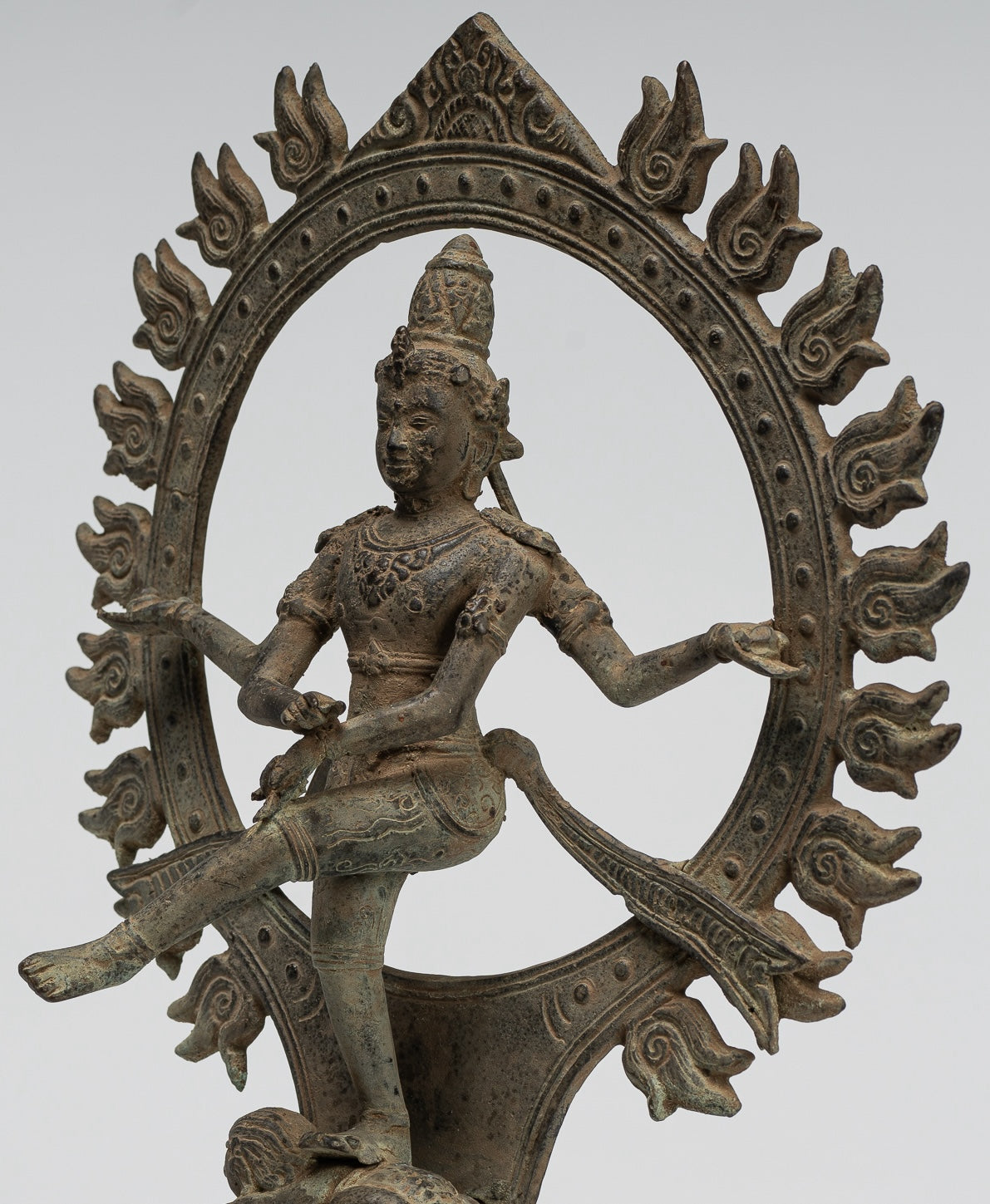 Shiva Statue - Antique Javanese Style Bronze Dancing Shiva statue as Lord Nataraja - 29cm(12") Tall