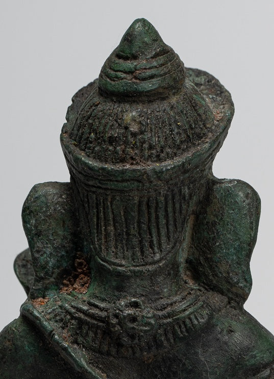 Ganesha Statue - Antique Thai Style Bronze Seated Ganesha Statue - 15cm/6"